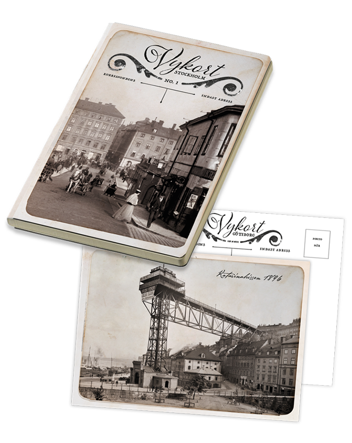 Stockholmsvykort med 20 olika historiska motiv från Stockholms arkiv